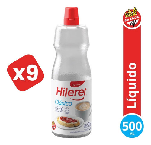 Pack 9 Edulcorantes Hileret Clasico Liquido X 500ml Sin Tacc