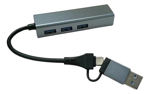 Adaptador Hub Usb 3.0 Ethernet Gigabit Lan 4 Puertos Color Negro