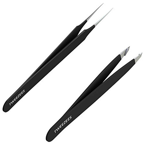 Tweezees Precisión Negro Acero Inoxidable Tweezers  382x4