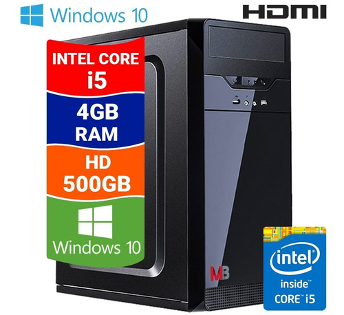Imagem 1 de 7 de Cpu Pc Torre Intel Core I5 4gb Hd 500gb Windows 10 Hdmi