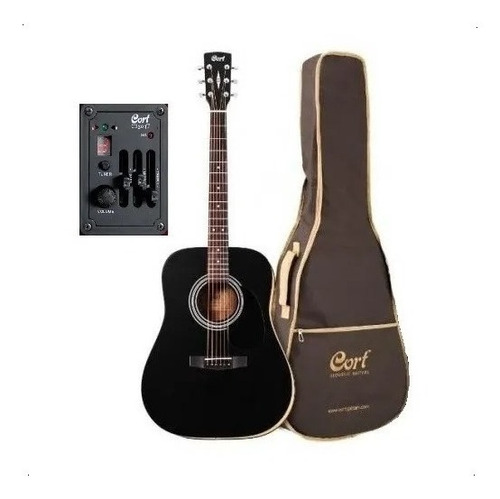 Guitarra Electro Acústica Cort Ad810e Bks Negro Con Funda 