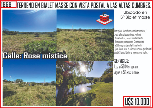 Terreno En Bialet Masse Con Vista Postal A Las Altas Cumbres.