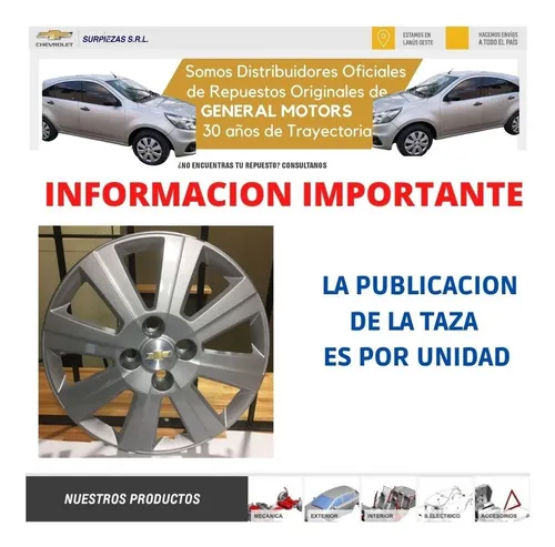 Taza Original Agile 2010/ R15 8 Rayos Chevrolet 3c