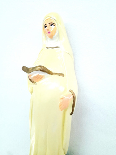 Imagen Virgen De Dulce Espera 21cm Yeso - Santería San Juan Amarillo Pastel