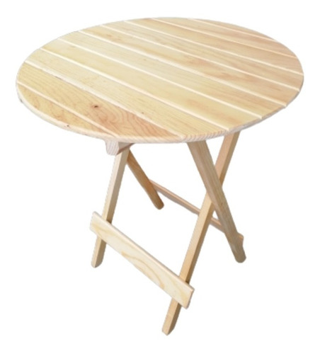 Mesa Plegable De Madera Grande Redonda 63 Cm P/ Terraza 