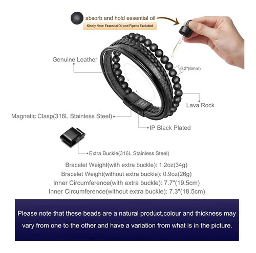 Brazaletes Para Hombre Murtoo Black Bead