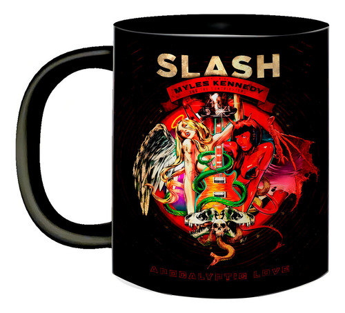 Caneca De Porcelana Preta Banda Do Slash Feat Myles Kennedy