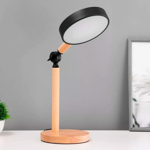 Lámpara Led De Escritorio, Base De Madera, Ajustable
