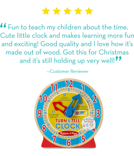 Reloj De Madera Turn & Tell De Melissa & Doug, Juguete Ed...