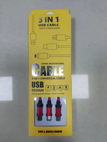Cable Cargador Micro Usb Tipo C 3 En 1, Puerto Usb Múltiple,