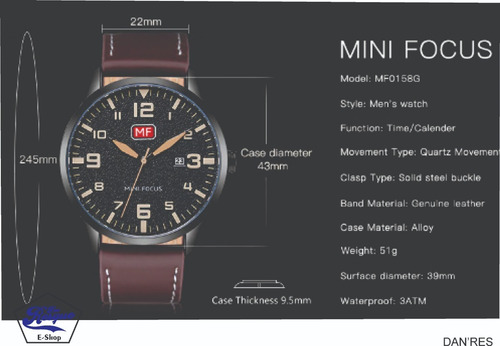 Relógio Mini Focus Mf0158g -marron De Luxo Pulseira De Couro