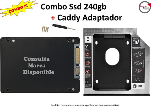 Imagen 1 de 8 de Combo Ssd 240gb + Caddy Adaptador