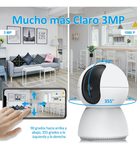 Cámara De Seguridad Interior 2k 3mp Wifi Detección Movimient