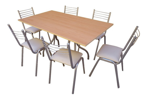 Juego Comedor Combo Mesa 140 X 80 Cm Con 6 Sillas De Caño