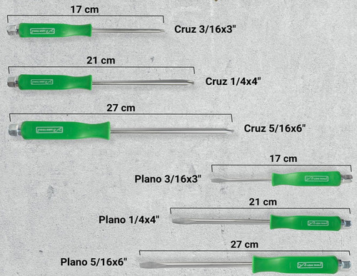 Juego Desarmador De Golpe Impacto Destornilladores 6 Piezas Plano Cruz Acero