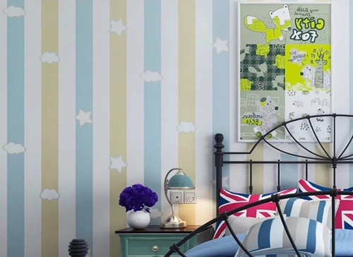 Papel Mural Autoadhesivo Estrellas Blanco Celeste Celeste