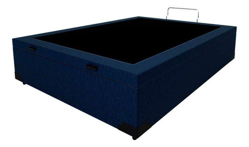 Base Para Cama Box Casal Guldi Com Baú Linho (47x138x188 ... Cor Azul-marinho