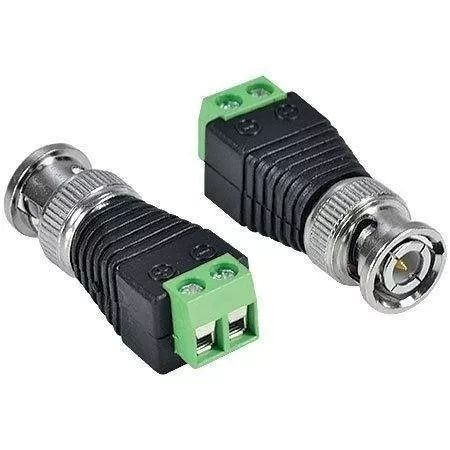 2 Pcs Conector Adaptador Utp Coaxial Bnc Macho C/ Bornes