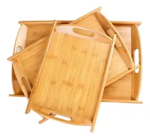 Comprar Set X 3 Bandejas Servir O Desayuno Madera Bambu Premium