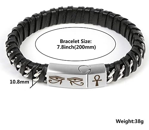 Krfitya Pulsera De Cuero Trenzado, Ojo Egipcio De Horus Ankh