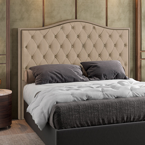 Cabeceira Cama Box Queen Quarto 160cm Grécia Veludo Bege