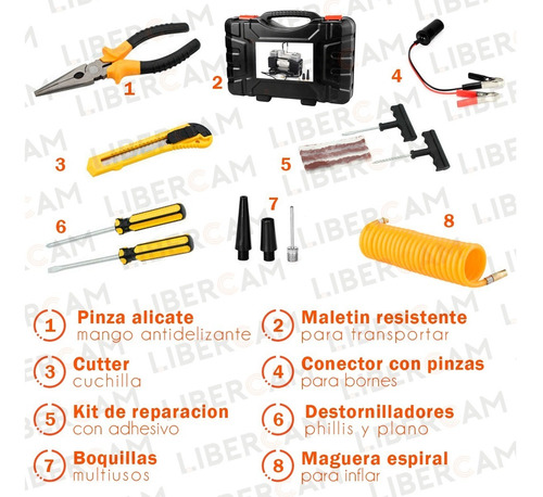 Imagen 6 de 10 de Mini Compresor Aire Auto Moto Inflador Neumatico Portatil