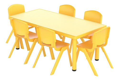 Mesa Rectangular Infantil Amarillo Con 6 Sillas Envío Gratis