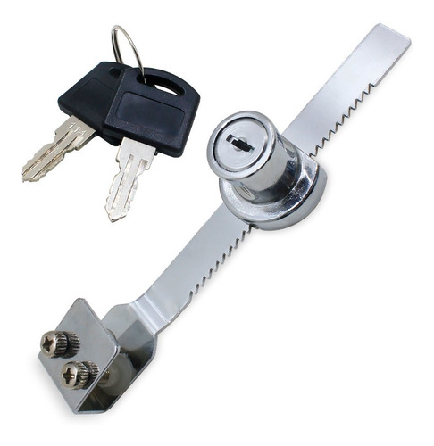 Fechadura P/ Vitrine Vidro, Freezer, Trava Morcego Jacaré Cor Prateado