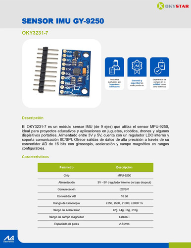 Sensor Imu Gy-9250 Okystar Oky3231-7