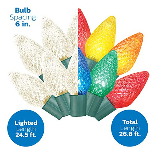 Luces Navideñas Philips 50 Led Bicolor C9 8 Funciones 8 M
