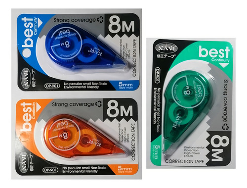 2pz Corrector De Cinta 8m Colores Mixtos Papelería Escolar