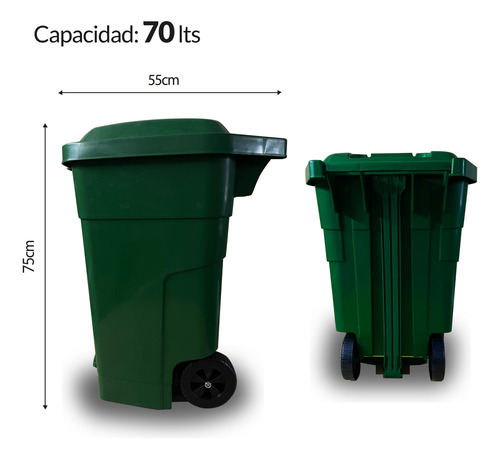 Tacho Recipiente Residuos X 70 L. Tapa Pedal Verde