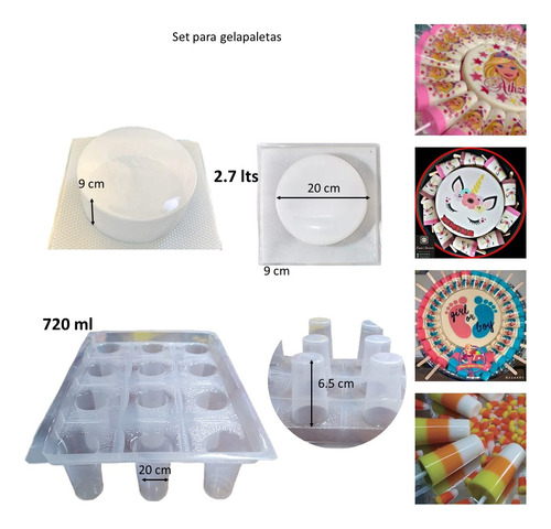 Molde Gelapaletas 12 Ranuras, Antiadherente + Circulo 20 Cm