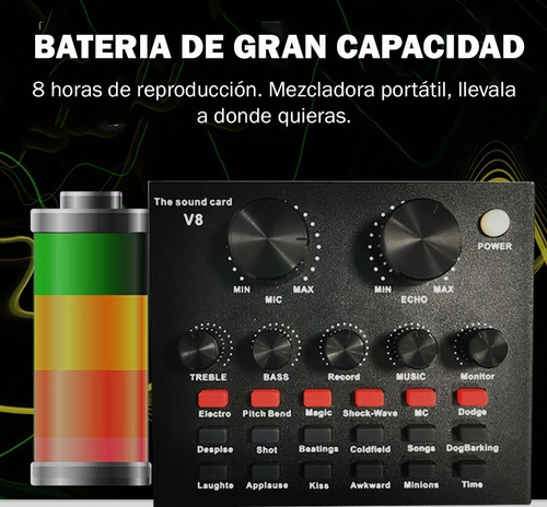 Imagen 6 de 10 de Set Microfono Condensador Mezcladora Bluetooth Celular Pc