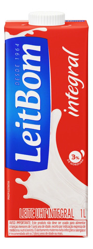 Leite UHT Integral Leitbom Caixa com Tampa 1l