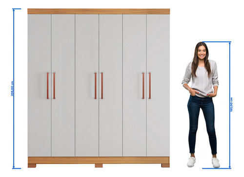 Guarda-roupa Notável Móveis Notável Móveis Cor Freijó Trend/off White De Mdp Com 6 Portas