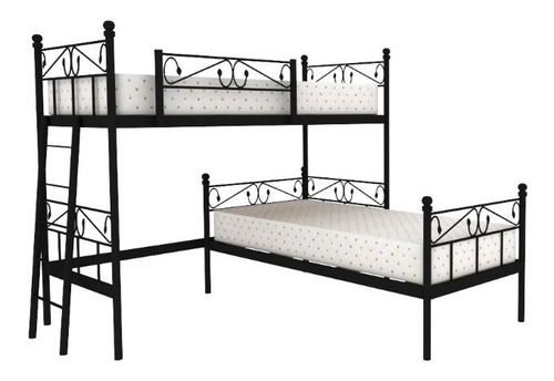 Cama Superpuesta De Hierro Estilo Romano 1 Plaza Linea Recta