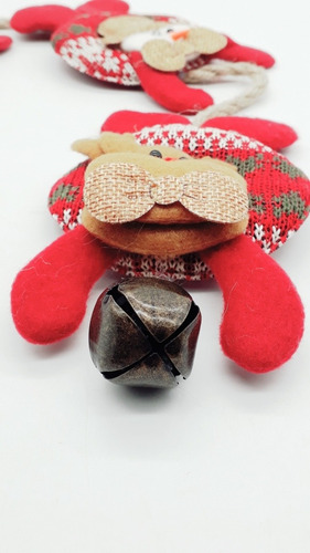 Enfeite De Pendurar Na Porta Tecido Com Guizo Natal 52 Cm Não Aplicado