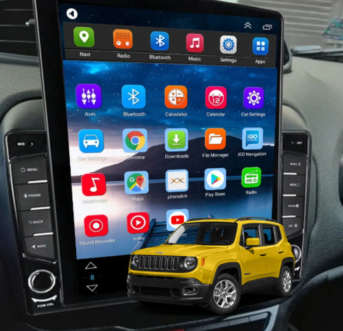 Multimídia Tesla Jeep Renegade 2016-2020 Android Gps