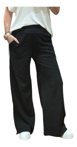 Pantalon Palazo Con Rayas A Los Costados De Jersey Rustico