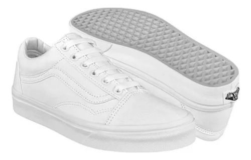 Tenis Vans Old Skool Blancos Tela Unisex 3hw00 Original
