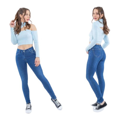 Jeans Pantalón Mujer Pitillo Elástico Tiro Alto 100% Calidad