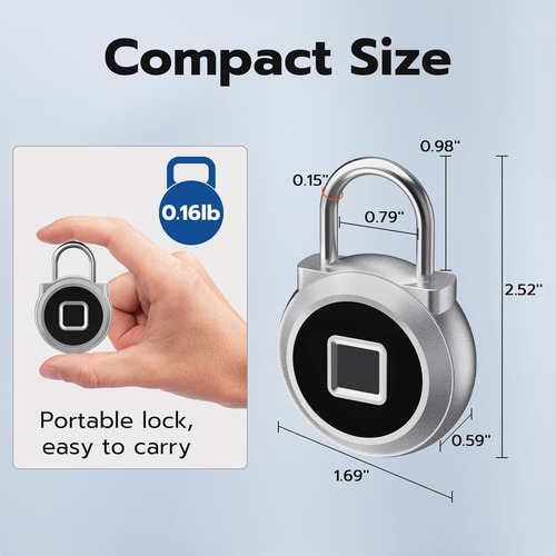 Cerradura De Huella Digital, Dhiedas Gym Lock, Bluetooth ...