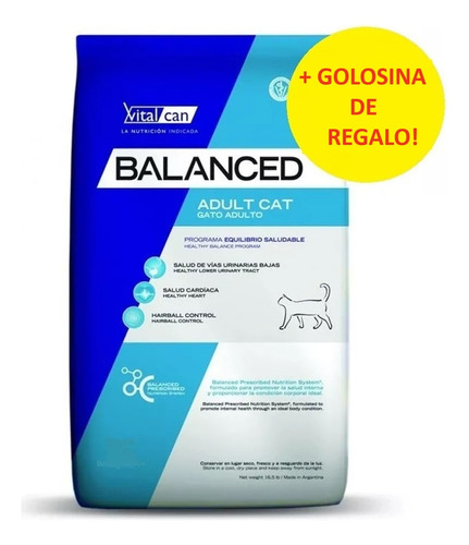 Alimento Vitalcan Balanced Gato Adulto 7.5kg + Regalo!