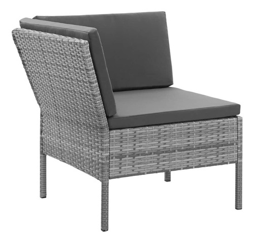 Sala Lounge De Jardín De 3 Pza Con Cojines Ratán Gris M3