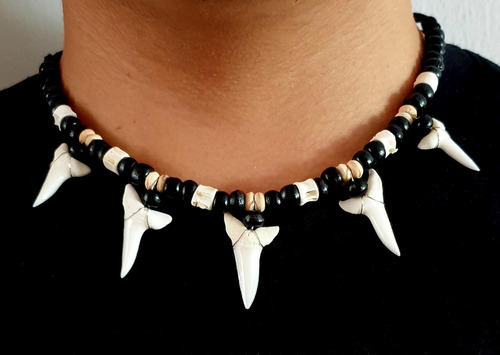 ¡nadar 5! Collar De Dientes De Tiburón Genuino Para Hombres,