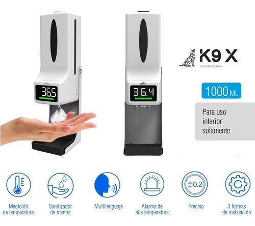 Imagen 3 de 10 de Dispenser Y Termómetro Inteligente K9x Con Trípode