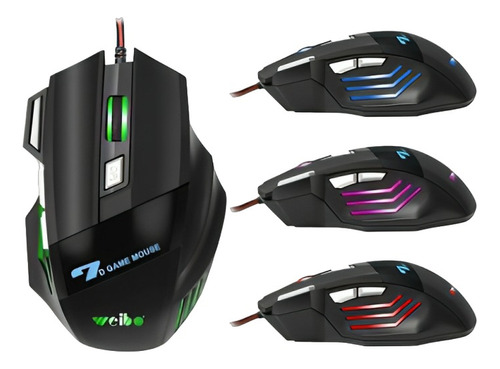 Mouse Gamer Ergonómico Marca Weibo | 7 Botones