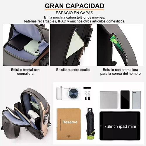Mochila Impermeable Bolsos Para Hombre Antirrobo Con Carga Bolso Para Hombre Mochila Cruzada Mochilas De Viaje Mochila Para Viaje