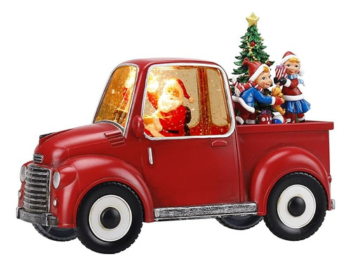 Decoracion De Navidad De Camion Rojo Iluminado Globo De Niev